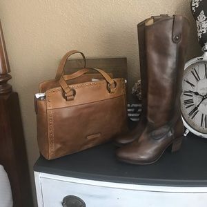 FRYE & CO FRYE VICTORIA SATCHEL CAMEL